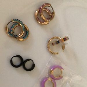 5 Huggy earings various colors